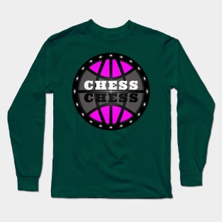 Chess Logo in Black, White and Pink Long Sleeve T-Shirt